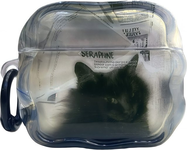 Schutzhülle mit Katzenmuster und Ring für Apple AirPods Pro, Pro 2 und Pro 3, transparent - Bild 1