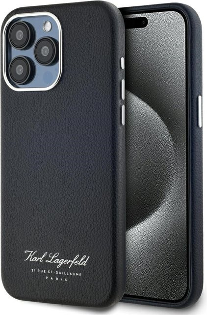 Karl Lagerfeld Handyhülle Grained Hotel RSG für Apple iPhone 15 Pro in Schwarz - Bild 1