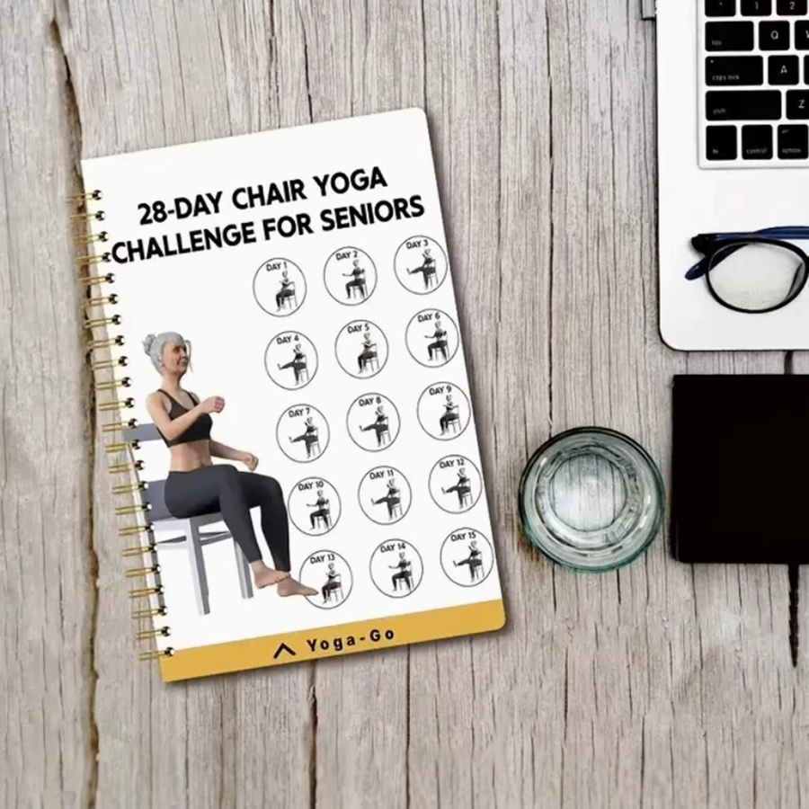 Notizbuch für die 28-Tage-Stuhl-Yoga-Challenge mit Trainingsplan für Anfänger, weiß, liniertes Papier - Bild 3