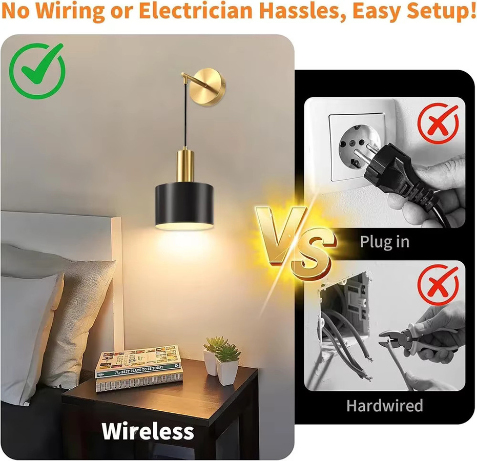 CETANT Drahtlose LED Wandleuchte mit RGB-Farbeffekt, wiederaufladbar, Gold/Messing, inklusive Fernbedienung für Wohnzimmer, Schlafzimmer, Flur und Badezimmer - Bild 3
