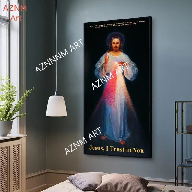 Religiöses Wandbild Jesus Barmherzigkeit Gebet als HD-Leinwanddruck-Poster von AZNM in Mehrfarbig - Bild 1