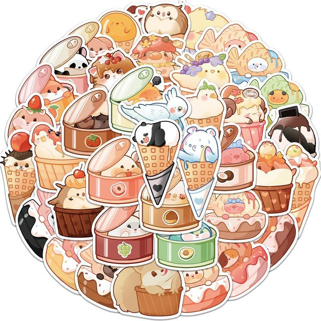 40 Stück Cartoon Tier Eis Aufkleber Set in Multicolour für Koffer, Skateboard und Gitarre von BulingBulingStickers Shop - Bild 1