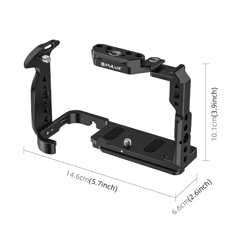 PULUZ Kamerakäfig-Stabilisator-Rig aus Aluminiumlegierung für Sony Cinema Line FX2 / ILME-FX2B in Schwarz - Bild 2