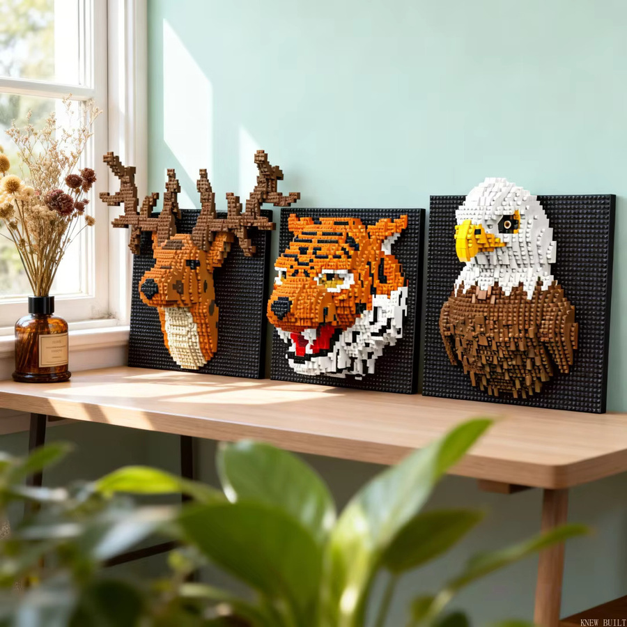 KNEW BUILT 3D-Tier-Wandbild, Mikrobausteine, DIY kreatives Puzzle, Tiere - Bild 1