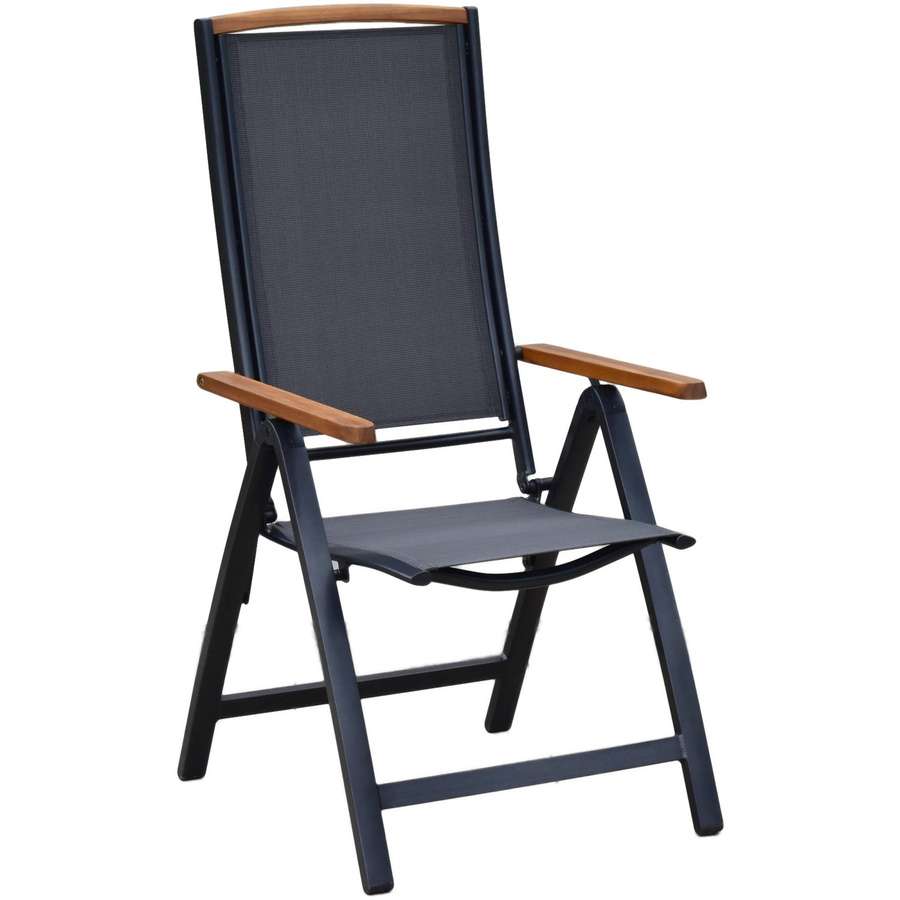 Merxx Klappstuhl Siena aus Aluminium mit Armlehnen und Textilene-Bezug in Grau - Bild 2