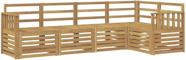 vidaXL Outdoor-Sofagarnitur 5-teilig in Weiß aus Akazienholz mit L-Form und Latten-Design, B/T/H: 247 x 128,5 x 73 cm - Bild 1