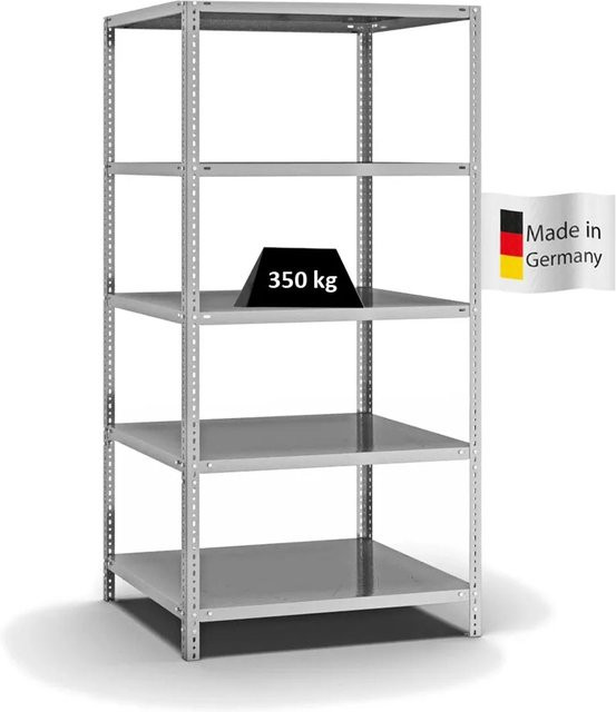 PROREGAL Heavy-Duty Fachbodenregal mit Schraubsystem, verzinkt, Farbe: Silber, H x B x T: 200 x 100 x 80 cm, 5 Ebenen, beidseitig nutzbar - Bild 1