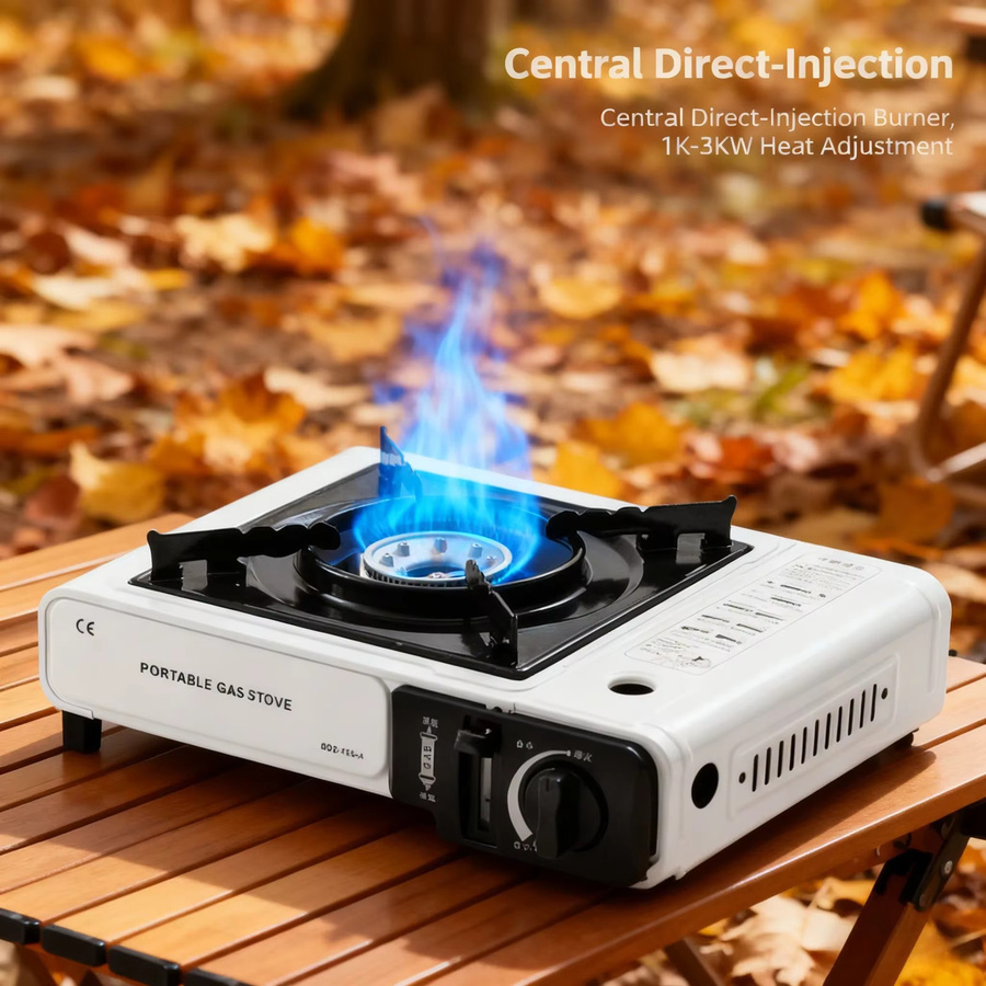 BRS Tragbarer Outdoor-Gaskocher Tabletop in Weiß für Camping, Wandern und Grillen - Bild 2