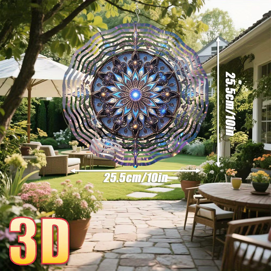 CIFBUY 3D Holographischer Traumfänger Sonnenfänger, Doppelseitiger drehender Windspinner für den Garten, Multicolor, Durchmesser: 25,4 cm - Bild 4