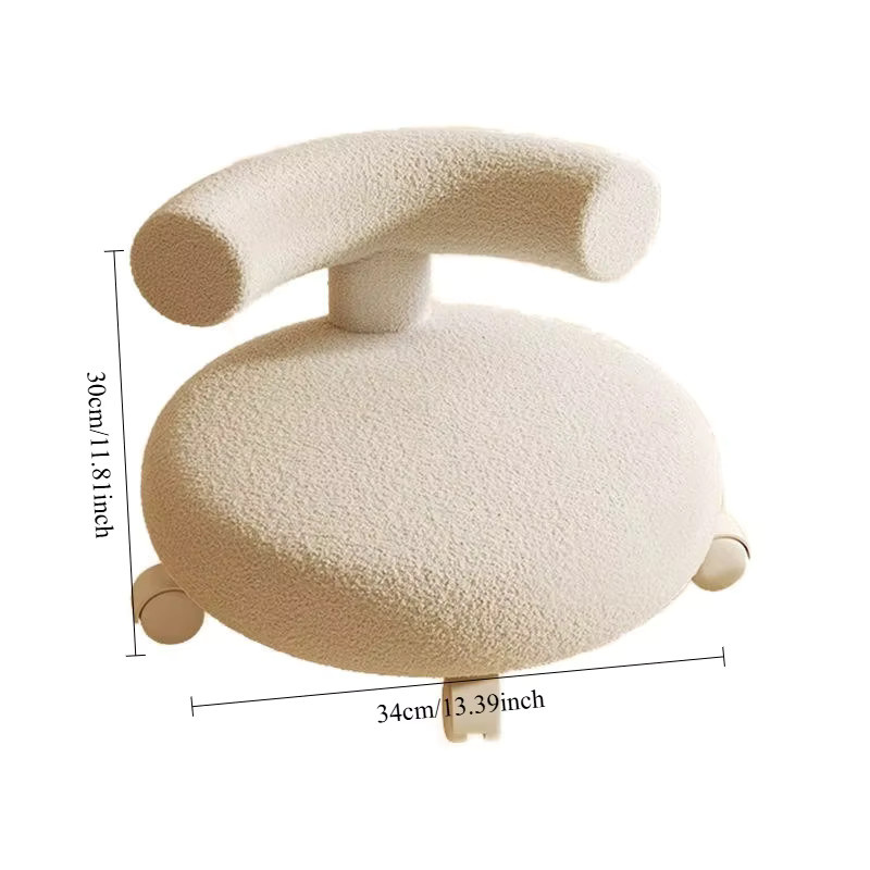 LIUSHADUOLA Active Stool für Kinder in Weiß mit Bouclé-Bezug und Rollen im skandinavischen Design - Bild 3