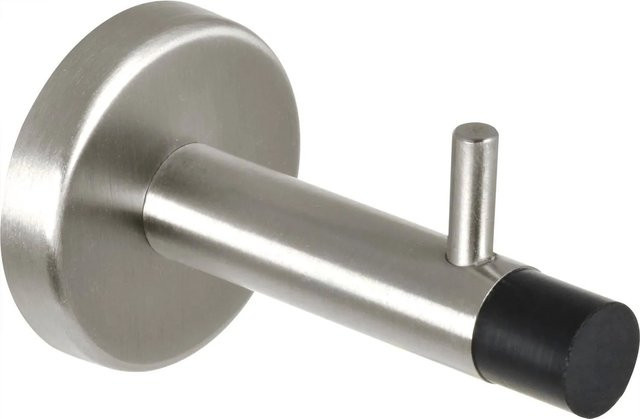Technik Team Wandtürpuffer mit Haken aus Edelstahl in Matt Silber, Länge: 82 mm - Bild 1
