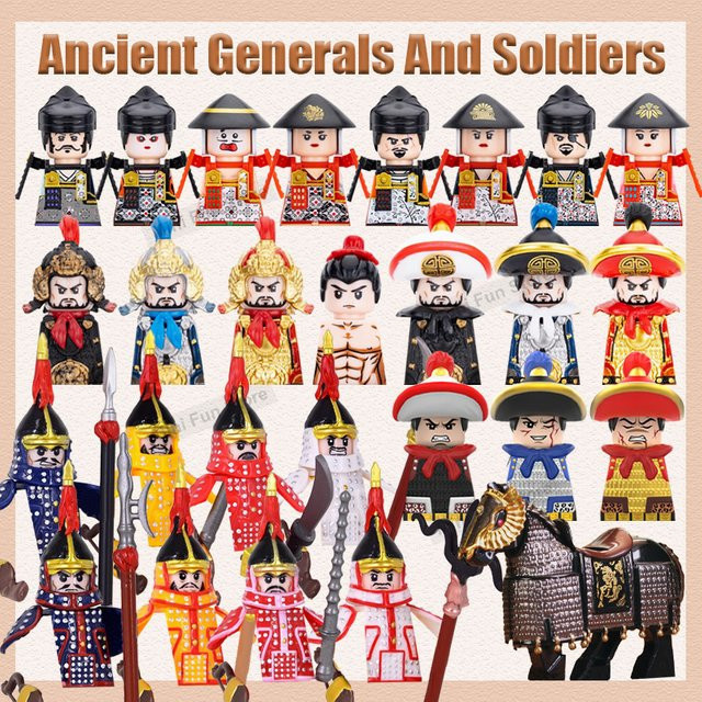 BRICKPANDA Alte Militärische Krieger General Samurai Soldat Figuren Bausteine, Mehrfarbig - Bild 1