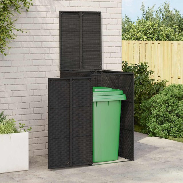 Mülltonnenbox Yiwydaa aus Polyethylen und Stahl, Schwarz, H x B x T: 115 x 65 x 80 cm - Bild 1