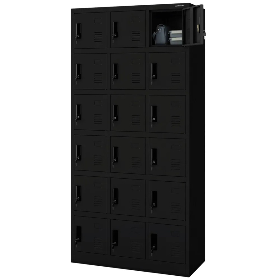 JAN NOWAK Schließfachschrank KAROL Spind mit 18 Fächern in Schwarz, H x B x T: 185 x 90 x 40 cm - Bild 2