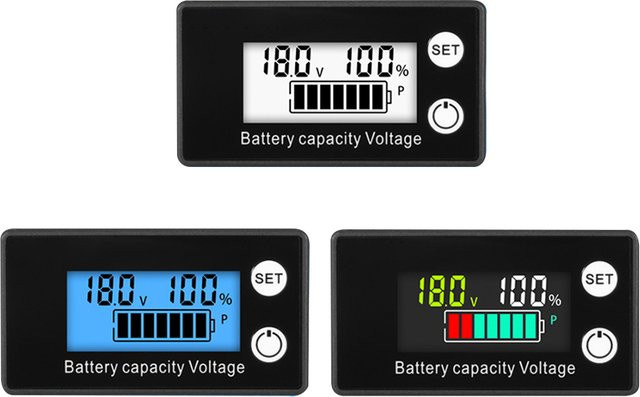 Aideepen Digitales DC Voltmeter mit LCD-Anzeige und Batteriestandsanzeige 6133A für 12V bis 100V in Blau und Schwarz - Bild 1