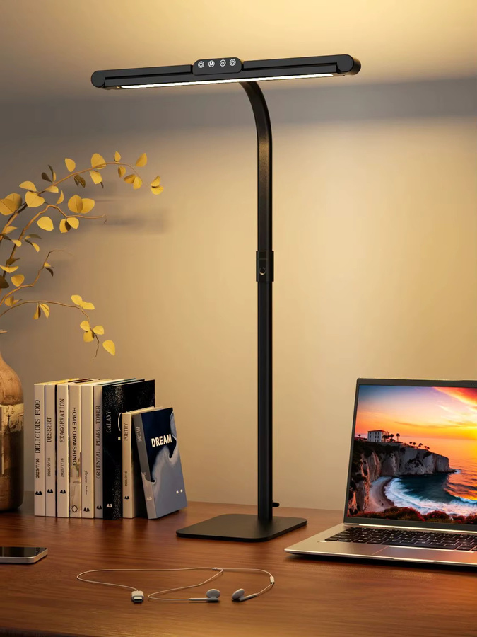 Dimmbare LED-Schreibtischlampe von aiopp in Schwarz mit 360 Grad flexiblem Schwanenhals und verstellbarem Schwenkarm für Home Office und zum Lesen - Bild 7