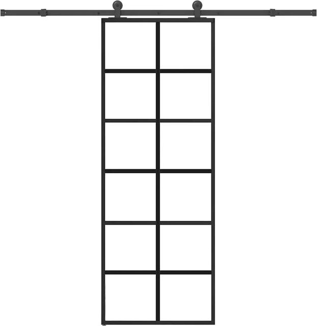 vidaXL Schiebetür aus ESG-Glas und Aluminium in Schwarz und Transparent, B: 76 cm, H: 205 cm - Bild 1