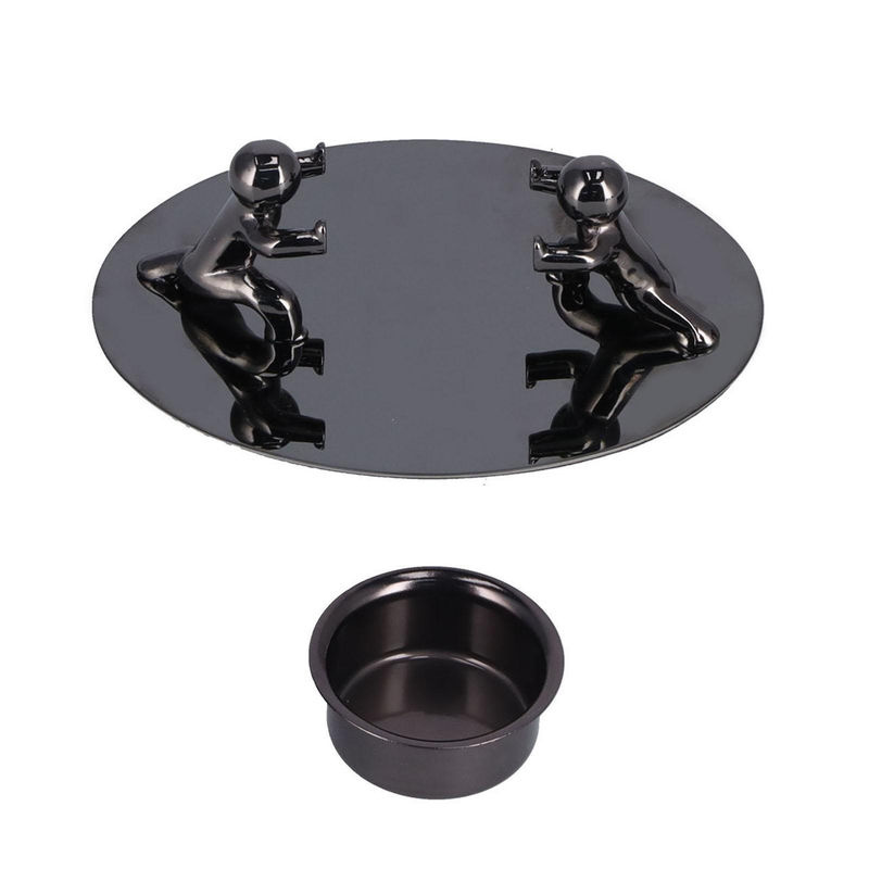 OutsideWorld Teelicht-Becher aus Metall in Silber oder Schwarz als minimalistische Dekoration - Bild 2