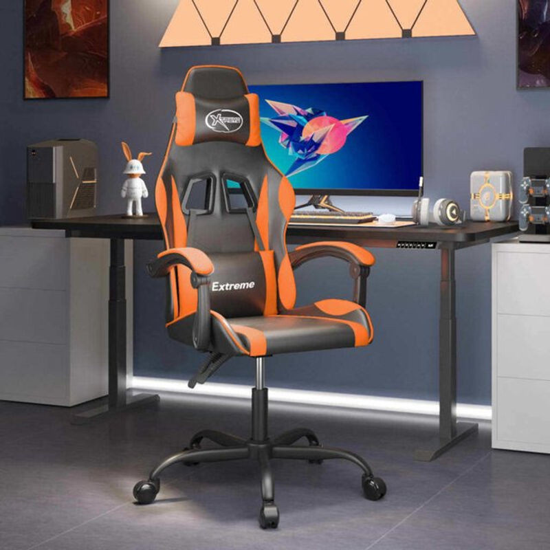 vidaxl Gamingstuhl drehbar in Schwarz und Orange aus Kunstleder - Bild 1