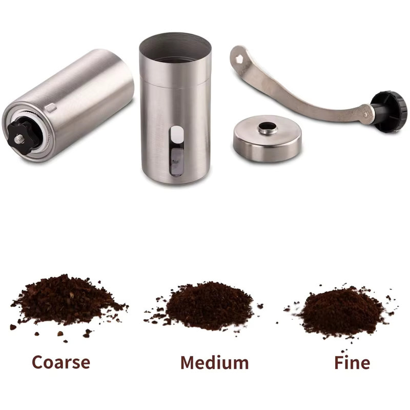 ATWFS Manuelle Kaffeemühle aus Edelstahl in Silber mit konischem Mahlwerk und 18 Mahlgrad-Einstellungen - Bild 5
