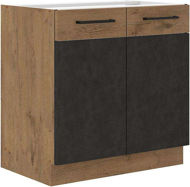 Vigo Küchenunterschrank Lancelot Matera in Eiche und Grau, Breite: 80 cm - Bild 1