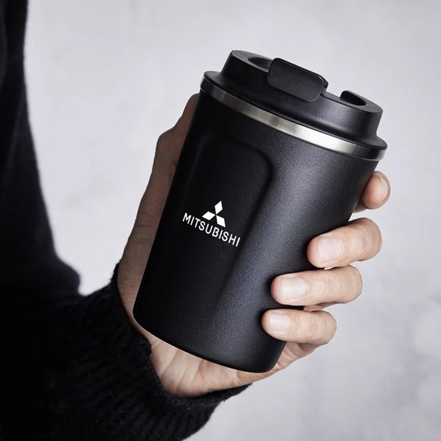 Mitsubishi Reise-Thermobecher aus Edelstahl in Schwarz, auslaufsicherer Kaffeebecher mit 380 ml Fassungsvermögen - Bild 1