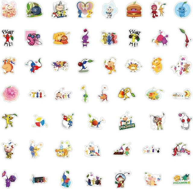 50 Stück Pikmin Graffiti Aufkleber Set in Multicolour für Laptop, Trinkbecher und Koffer von Binchi Outdoor Product - Bild 1