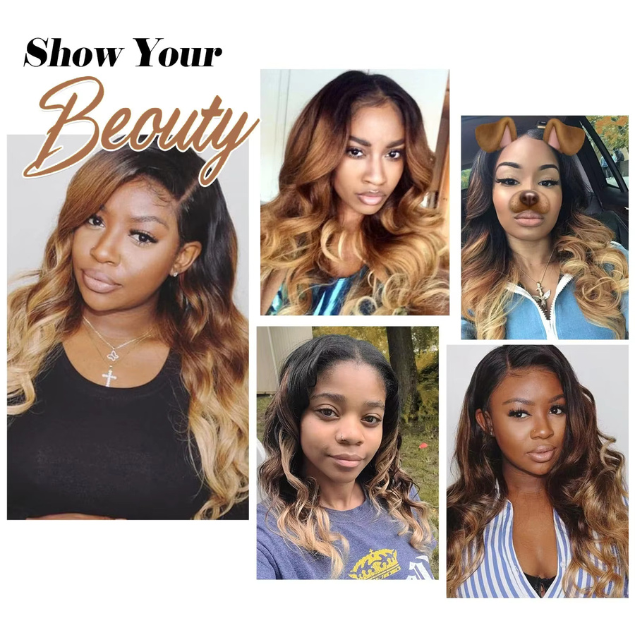 Royal Impression Body Wave Bundles, Ombre 3-farbig, 100% Echthaar Brasilianisches Rohhaar, 3er Bündel - Bild 6