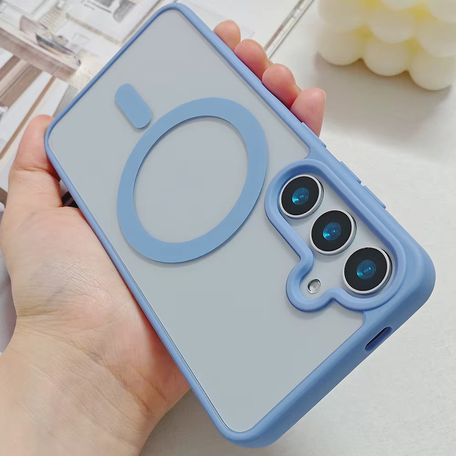 Xeber Magnetische Schutzhülle für Samsung S25 Ultra, S24 FE, S23 Plus und S22 in Transparent oder Blau, Stoßfeste Hülle mit kabellosem Laden - Bild 1