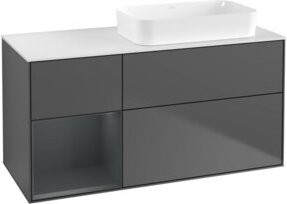 V&B Waschtischunterschrank Finion mit Wandbeleuchtung in Anthrazit lackiert, B/T: 120 x 60 cm - Bild 1