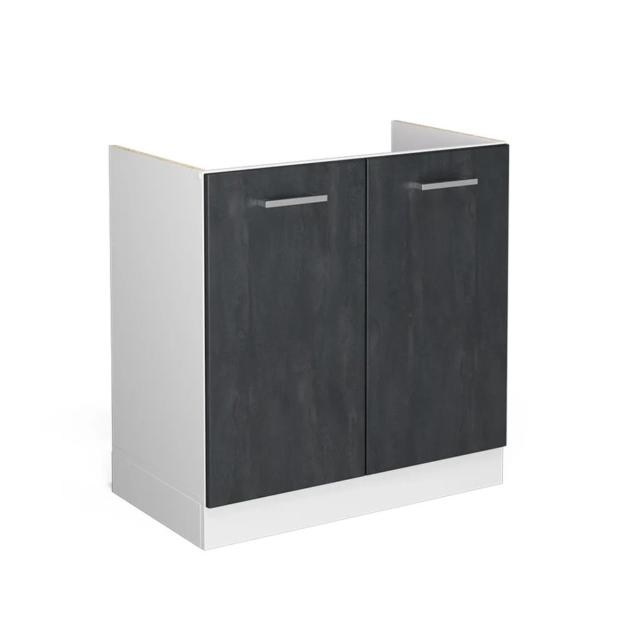 Vicco Spülenunterschrank R-Line in Schwarz Beton und Weiß ohne Arbeitsplatte, Breite: 80 cm - Bild 2