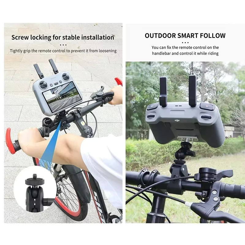 DJI Fahrrad-Halterung für DJI Mini 3, Mini 4 Pro sowie DJI RC und RC 2 Fernbedienungen in Schwarz - Bild 2