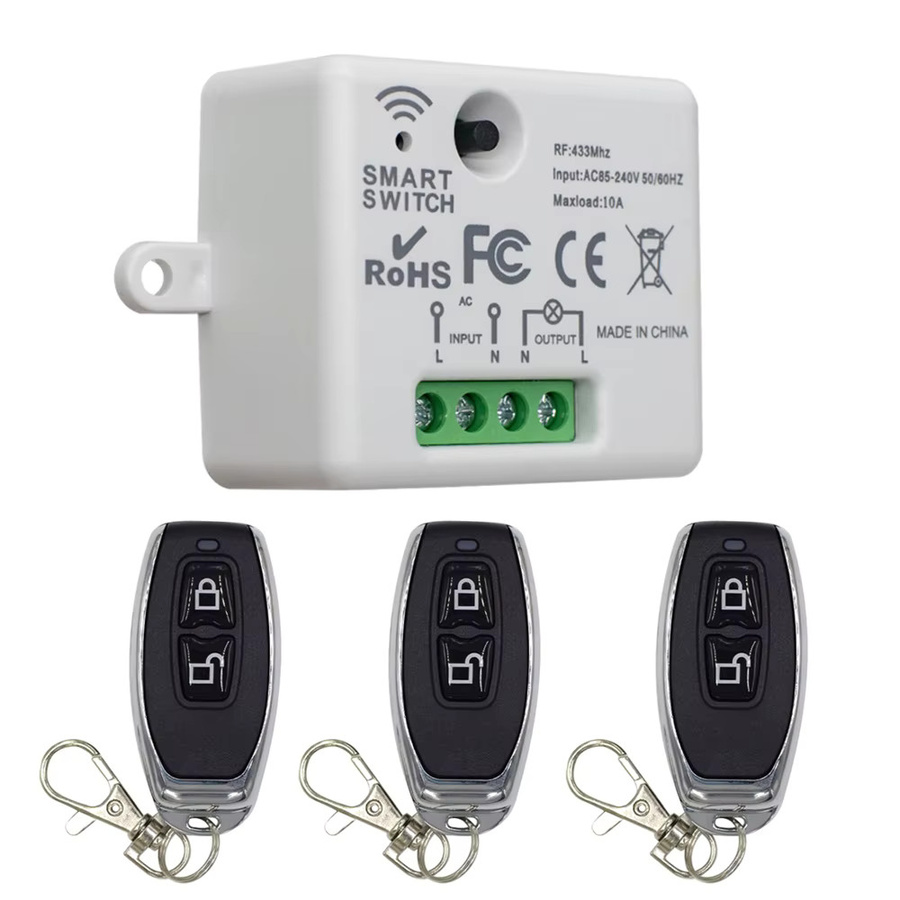 Scimagic-RC Drahtloses Schaltermodul mit Sender und Fernbedienung, 433 MHz, 10 A, AC 85–240 V, Farbe: Weiß - Bild 2