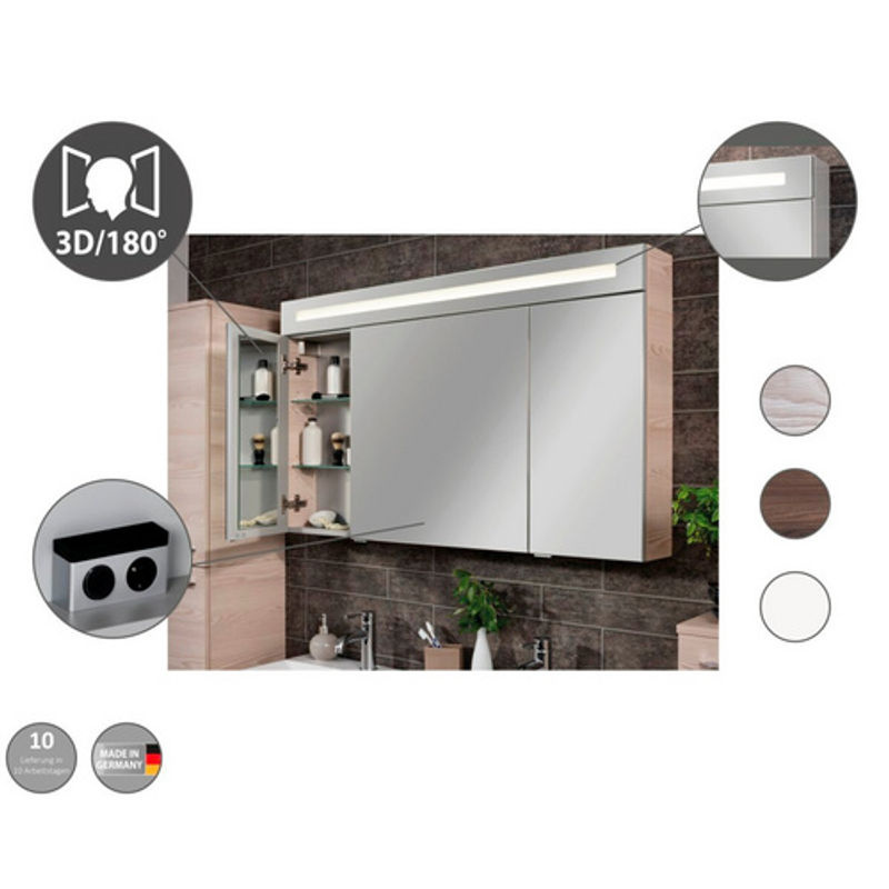 Fackelmann Spiegelschrank B.clever in Grau mit integrierter LED-Beleuchtung und Softclose-Türen, B/H/T: 90 x 71 x 15,8 cm - Bild 3