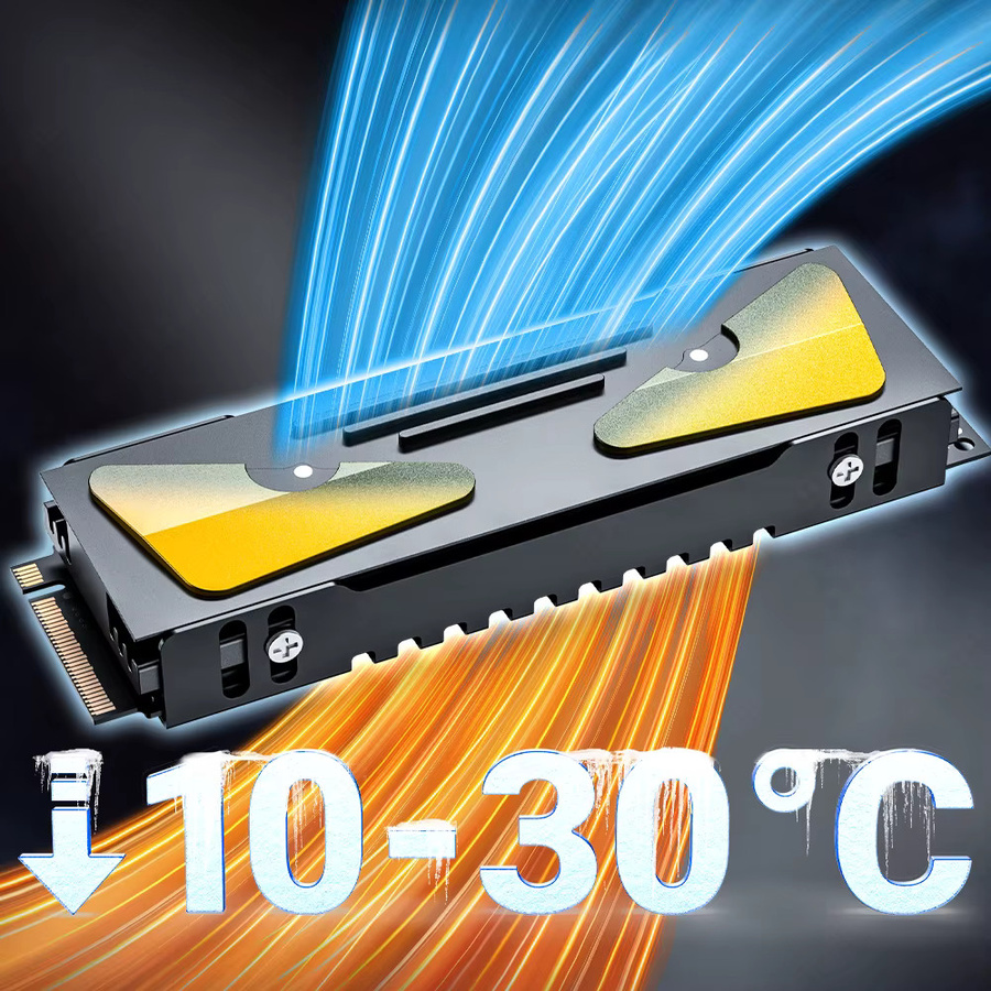 JEYI M.2 2280 NVMe SSD-Kühlkörper aus Aluminium in Schwarz für PC, PS5 und Laptop - Bild 2