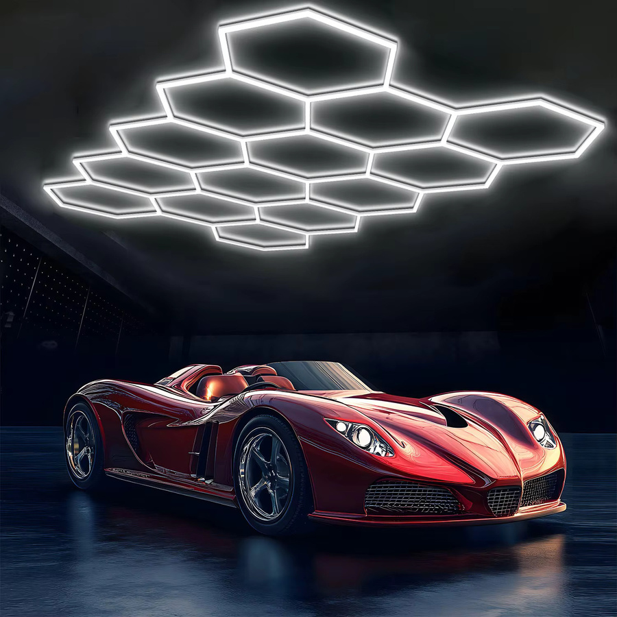 Oyajia 14er-Pack Sechseckige LED-Deckenleuchten im Wabendesign, 6500K Kaltweiß, für Garage, Werkstatt und Studio - Bild 2
