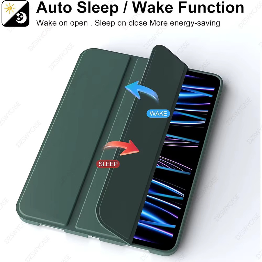 Apple iPad Pro 11 Zoll Hülle für 4./3./2. Generation (2022/2021/2020) mit Sleep/Wake Funktion, Stifthalterung für Bleistiftladung und dreifach faltbarem Stand-Softcover in Blau und Grün - Bild 2