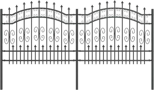 vidaXL Gartenzaun aus pulverbeschichtetem Stahl in Grau, B/H: 240 x 140 cm - Bild 1