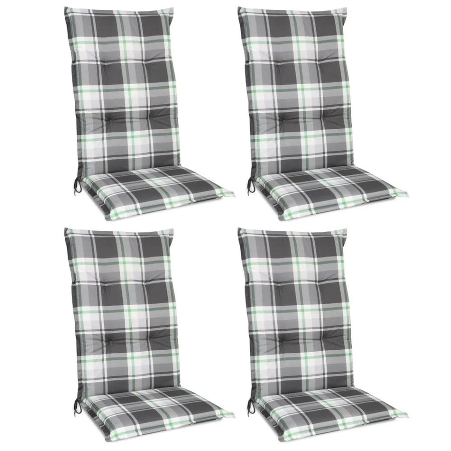 Beautissu Sunny MK Hochlehner Sitzkissen Set 4tlg Mintgrün Kariert B: 120 cm, T: 50 cm, H: 6 cm - Bild 2