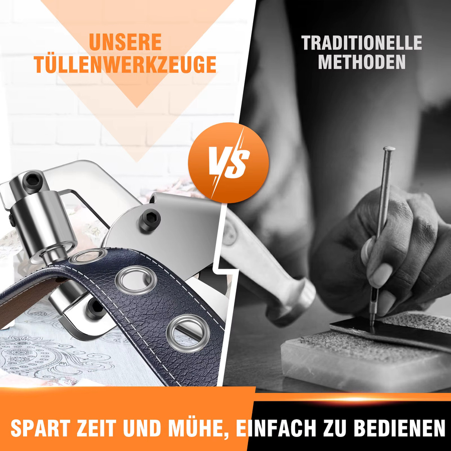 Nietzange und Lochzangen-Set in Silber aus Metall inklusive 500 Stück 10-mm-Nieten für Zelte, Vorhänge, Segeltuch, Leder und Textilien - Bild 3