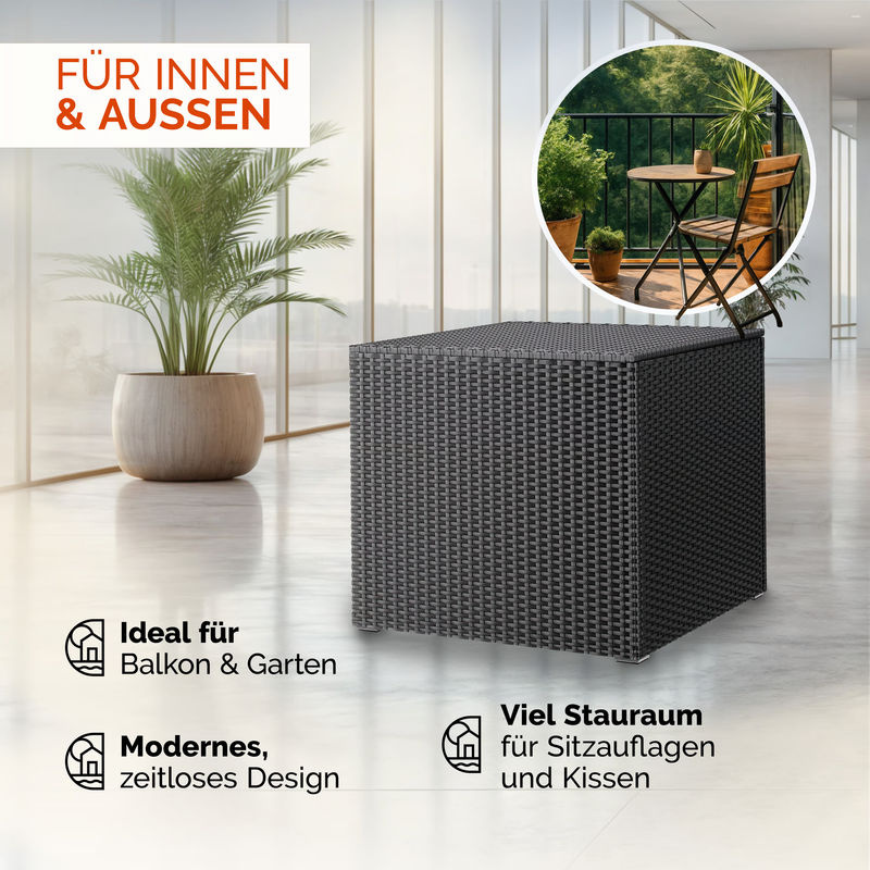 Casaria Gartenbox aus Polyrattan in Schwarz mit 318L Volumen und Innenverkleidung, wetterfeste Kissenbox in moderner rechteckiger Form - Bild 4