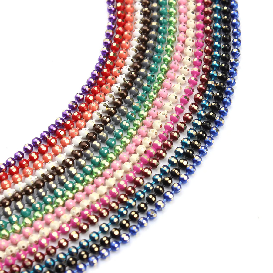 Perlenketten Kupfer, Bunte Kugel, 1,5 mm, 10 Yards - Bild 2