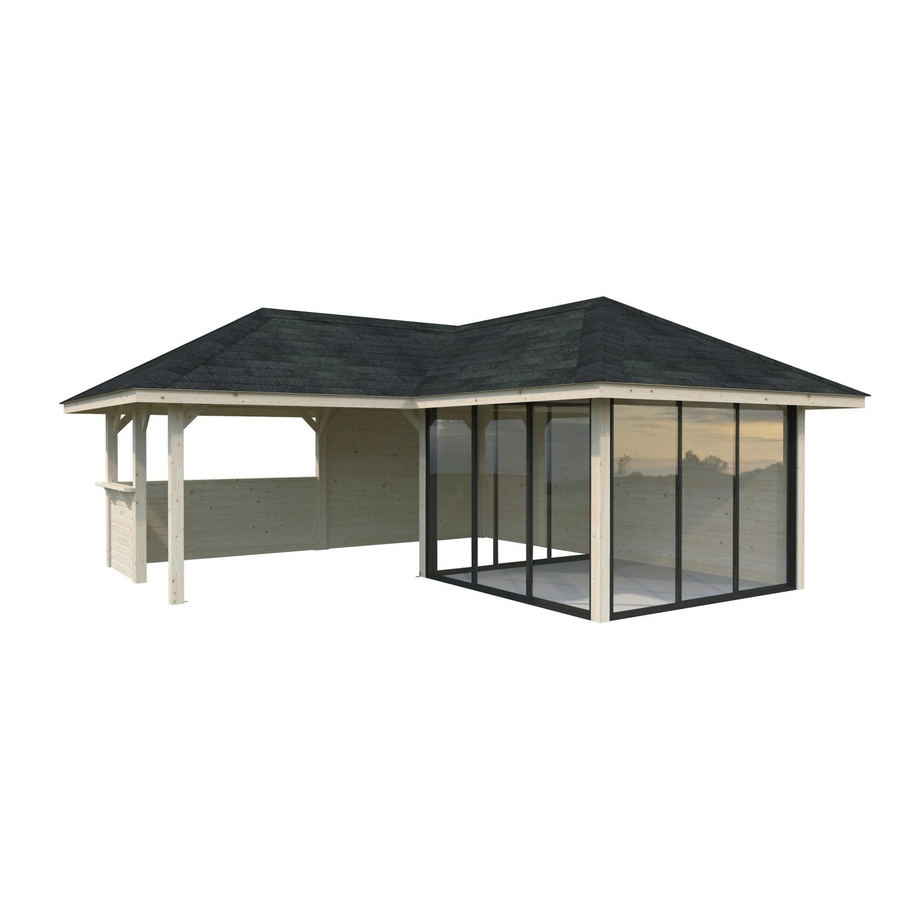 PALMAKO Pavillon Bianca Set 210 Slide aus Fichtenholz in Braun mit transparenten Elementen, B/H/T: 588 x 319 x 588 cm - Bild 3