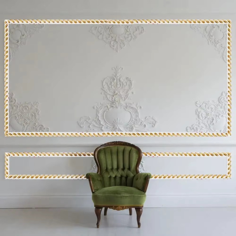 Selbstklebende Wand-Sockelleiste aus PVC in Weiß und Gold, flexible Formverkleidung zur DIY-Dekoration - Bild 2