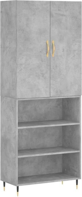 vidaXL Highboard Betongrau aus Holzwerkstoff und Metall B/T/H: 69,5 x 34 x 180 cm - Bild 1