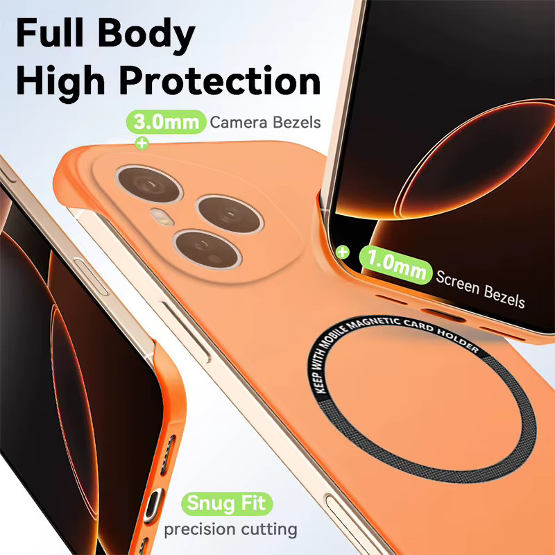 Schlanke und magnetische Handyhülle für Honor 400 Pro und Honor 400 China in Orange, matt und stoßfest mit hartem PC-Material - Bild 3
