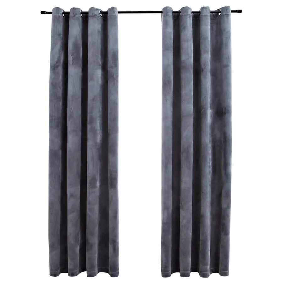 vidaXL Verdunkelungsvorhänge aus Samt mit Ösen, 2 Stück, Anthrazit, Breite: 140 cm, Höhe: 175 cm - Bild 2