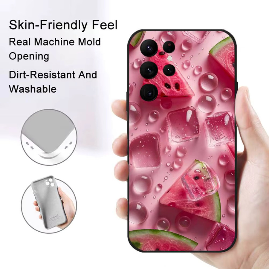 Sommerfrucht Anime Handyhülle für Samsung Galaxy S21 S22 S23 S24 S25 FE Plus in Schwarz und Multicolour Softshell - Bild 2