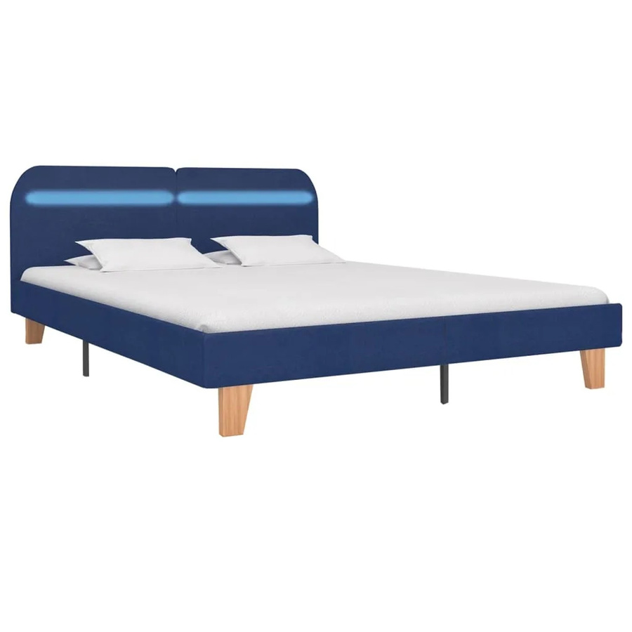 vidaXL Bettgestell mit LED-Beleuchtung in Blau aus Stoff und Holz, B/T/H: 180 x 200 x 80 cm - Bild 2