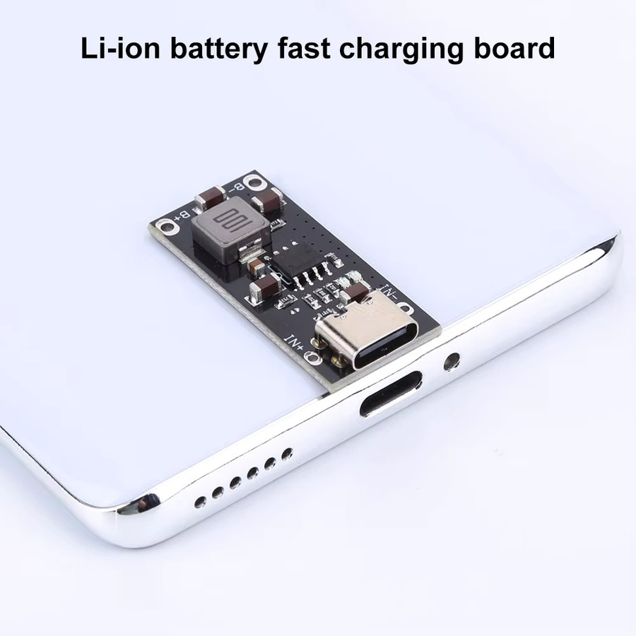 IP2312 Lithium-Batterie-Schnellladeplatine mit USB-C Anschluss, 3 A, 5 V bis 4,2 V / 4,35 V, Schwarz - Bild 3